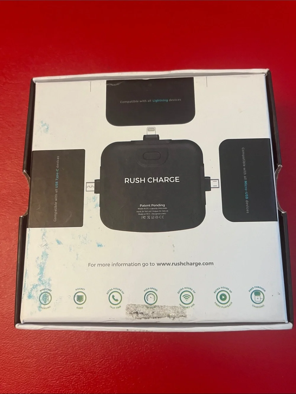 NEW Rush Charge 3300 mAh 3 in 1 All In One Charger For Android iPhone Portable
